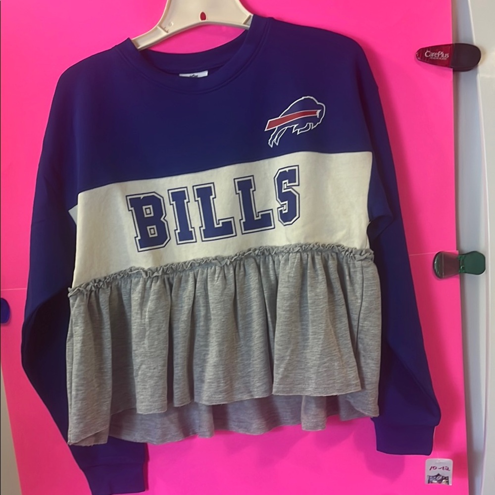 NFL Buffalo Bills Blue, White & Gray Ruffle Pullover